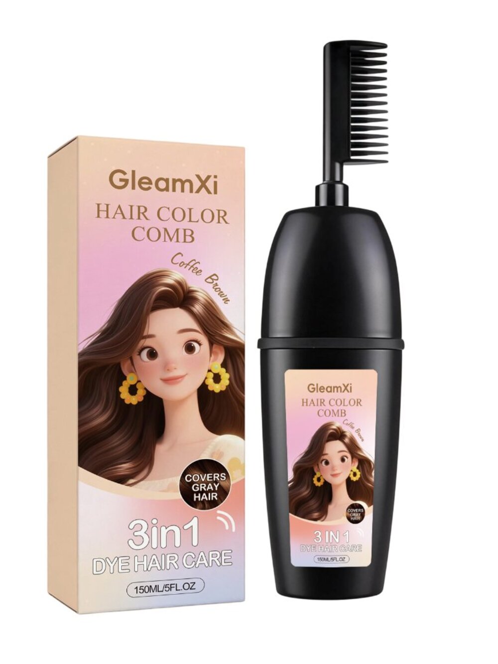 Hair Color Nourishing Comb Coffee Brown